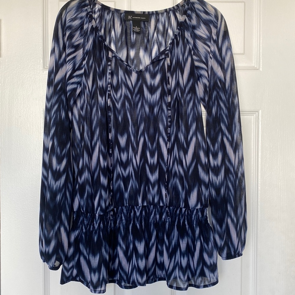 INC International Concepts Tie Dye Long Sleeve Blouse